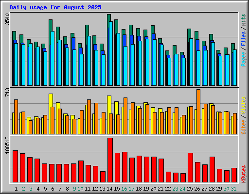 Daily usage for August 2025
